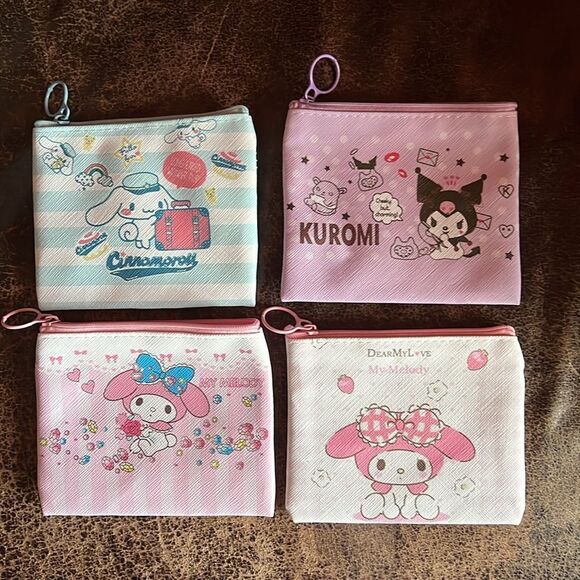 Miniso Sanrio Money Zipper Pouches Set of 4 - Picture 1 of 5